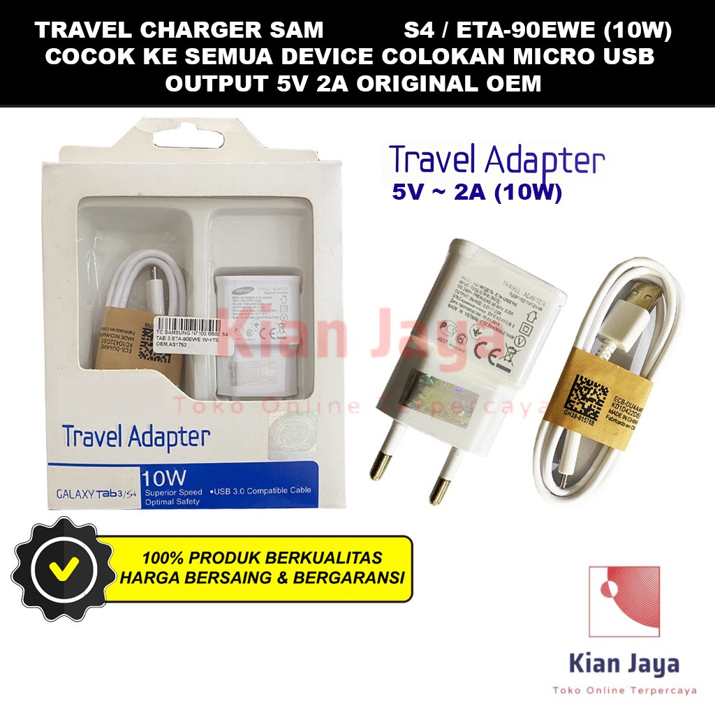 Travel Charger SM Galaxy J2 Prime J5 2015 J3 J310 S4 Tab 3 J2 Core J7 J710 J510  ETA-U90EWE ECB-DU4AWE Original OEM Casan Hp Travel Charging Ori