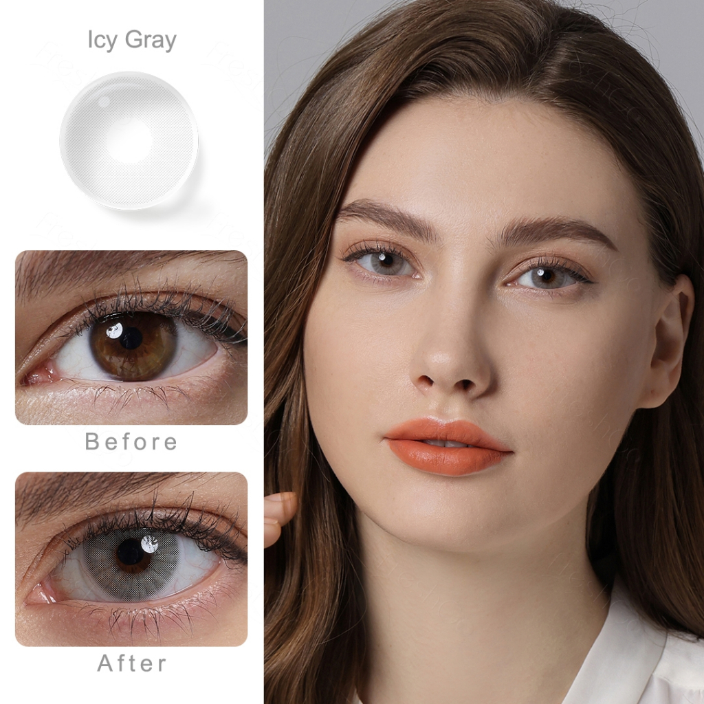 Softlens Minus (-1.00 s/d -8.00) DIA14.2mm Lensa kontak warna Minus softlens Icy gray softlens Amber soflen