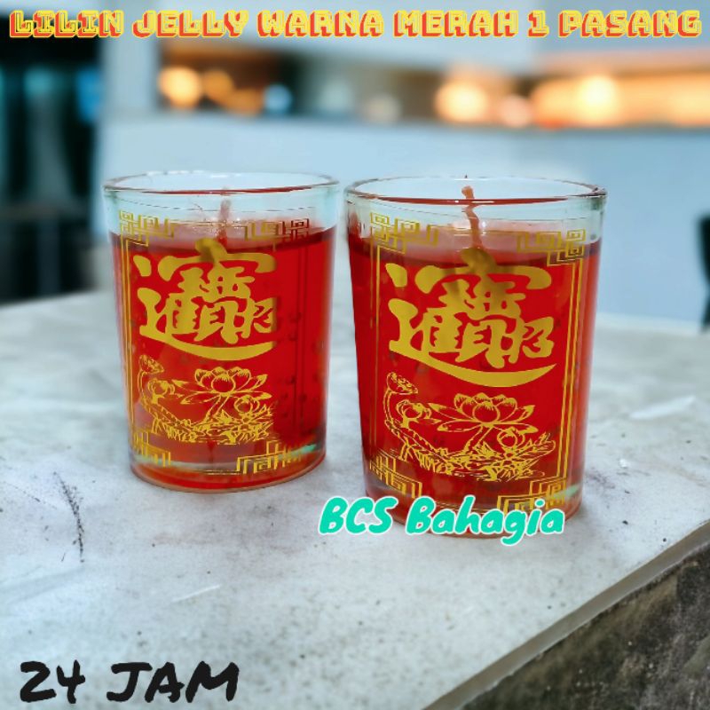 Lilin Jelly Warna Merah / Lilin Gel Jely / Lilin Jeli Tahan 1 Hari isi 2 pcs 1 Pasang