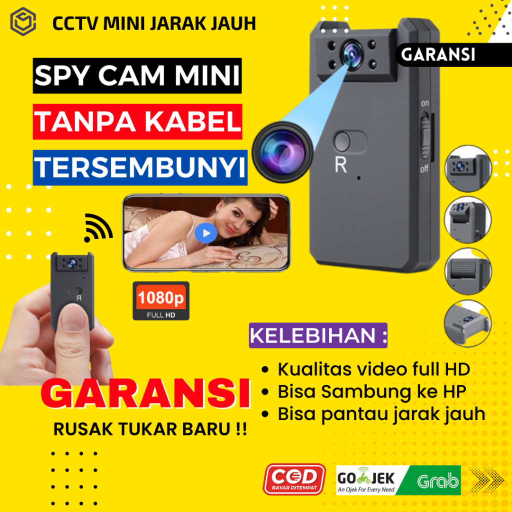 Kamera Kecil Tersembunyi Konek Ke Hp Camera Mini CCTV Wifi Pengintai Jarak Jauh Tanpa Kabel Spy Cam JS37