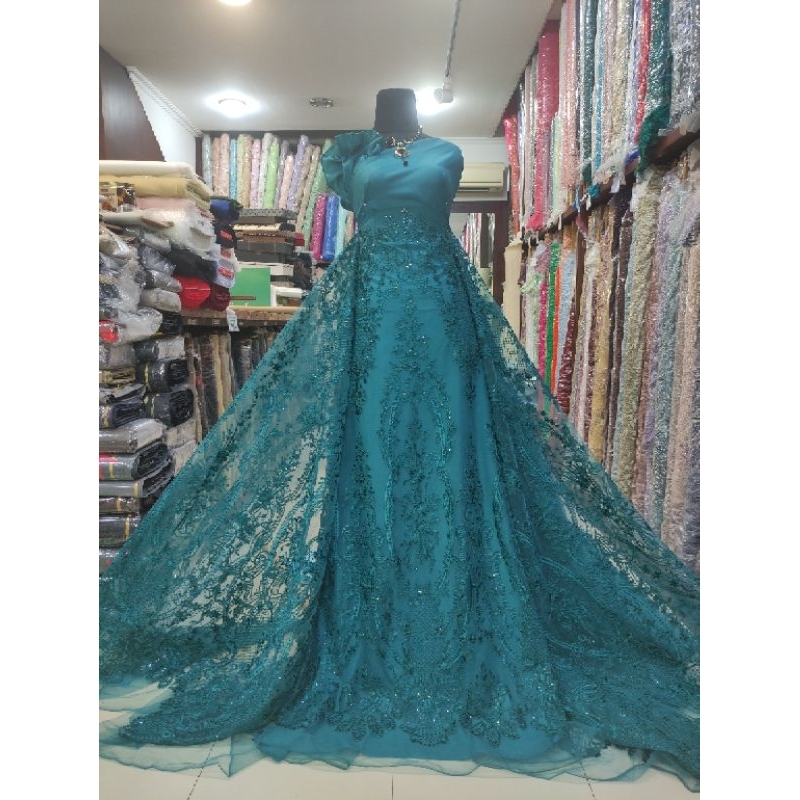 Kain Tile Brokat Etnik Payet Batu Akar Bridal AV397-22-3 Tosca