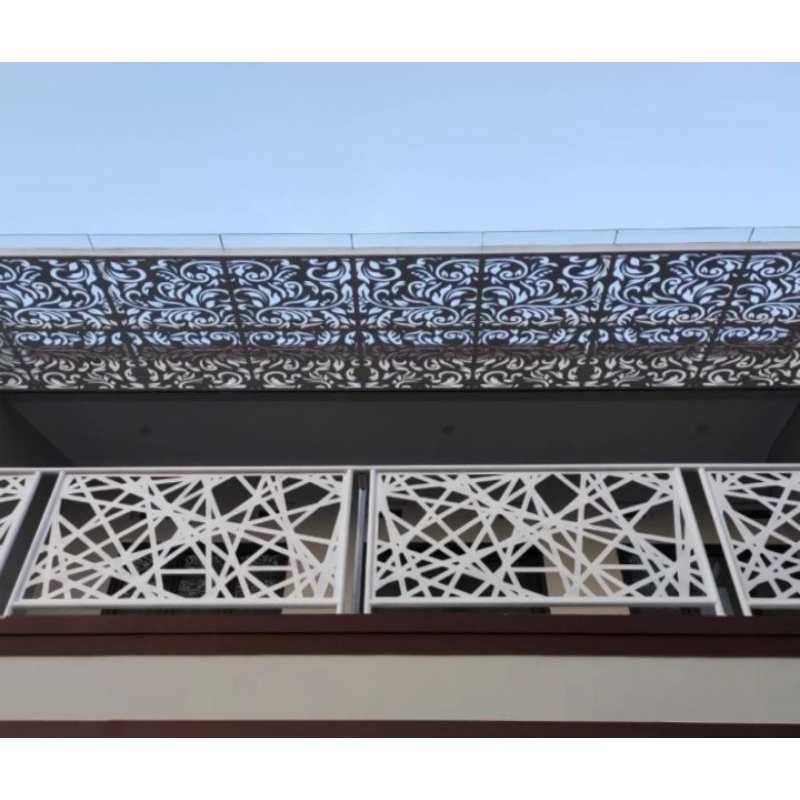 KANOPI KACA TEMPERED - KOMBINASI PLAT CUTTING LASER