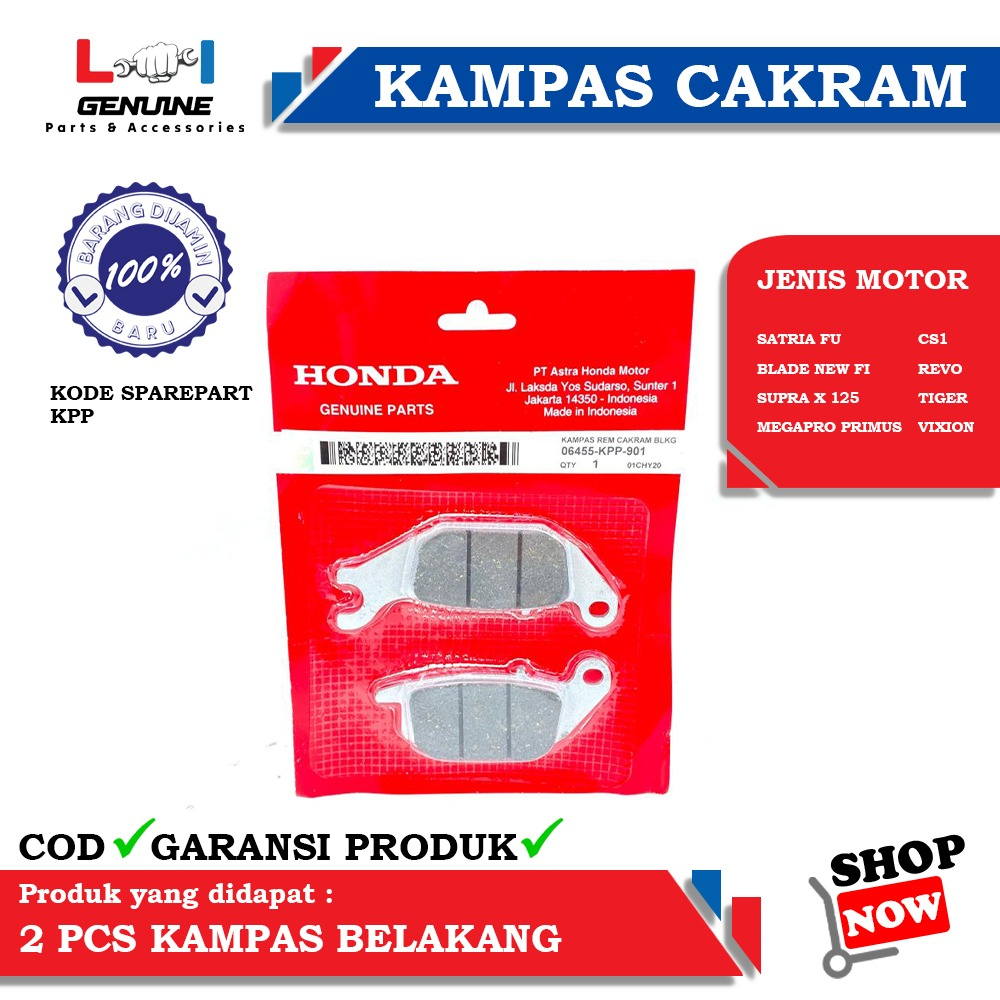 -LOI- DISPAD KAMPAS REM CAKRAM BELAKANG SUPRA X 125, MEGAPRO &amp; TIGER KPP