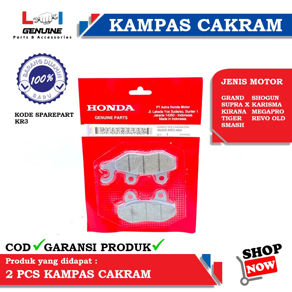 -LOI- DISPAD KAMPAS REM CAKRAM DEPAN SUPRA X 125, KHARISMA, GRAND, REVO OLD, SMASH KR3