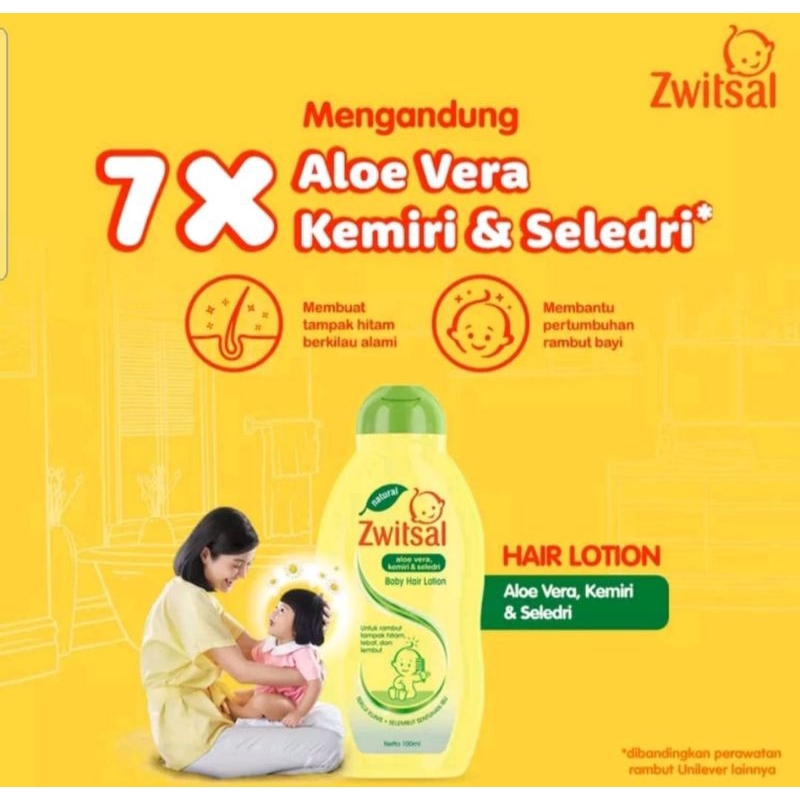 Zwitsal Baby Hair Lotion Perawatan Rambut Bayi Aloevera Kemiri Seledri 100 ml