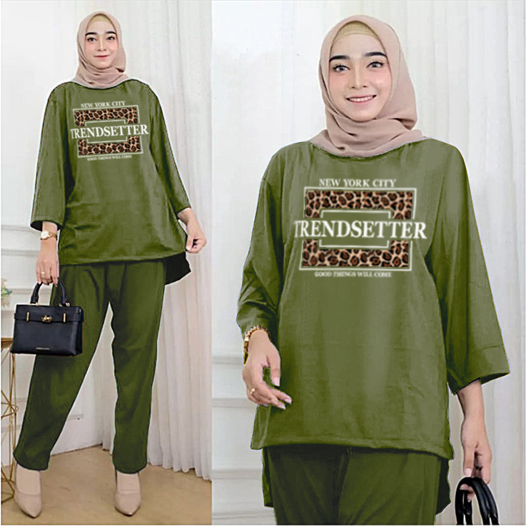 RILLO - ONESET WANITA OVERSIZE BABYTERRY TRENDSETTER ATASAN DAN CELANA / SETELAN TUNIK LD 120 CM