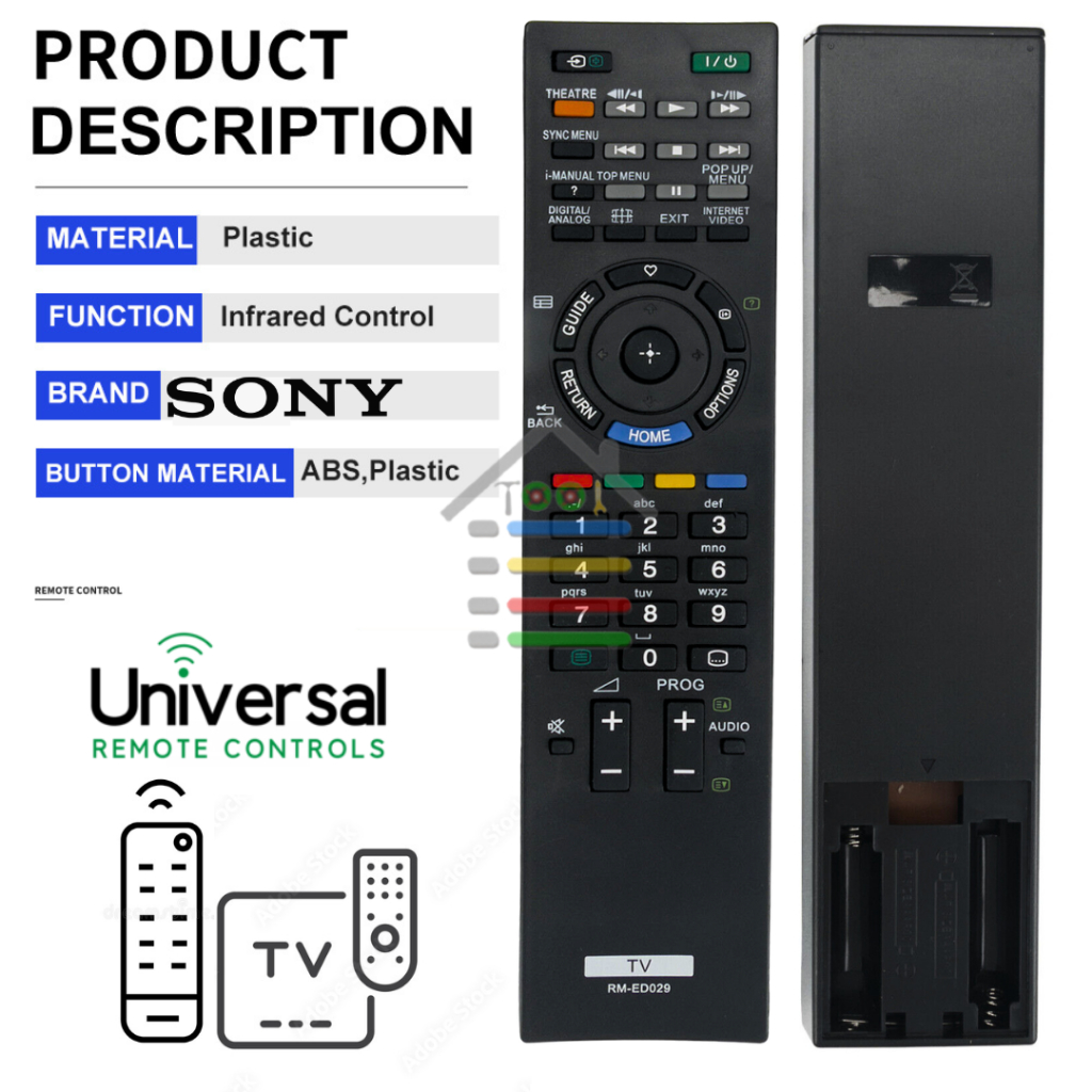 REMOTE TV SONY MULTI TABUNG  LCD LED HITAM ED029