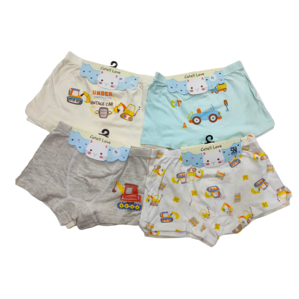 Catell Love Celana Dalam Boxer Anak Boy Girl Import 2-5 tahun isi 2pcs