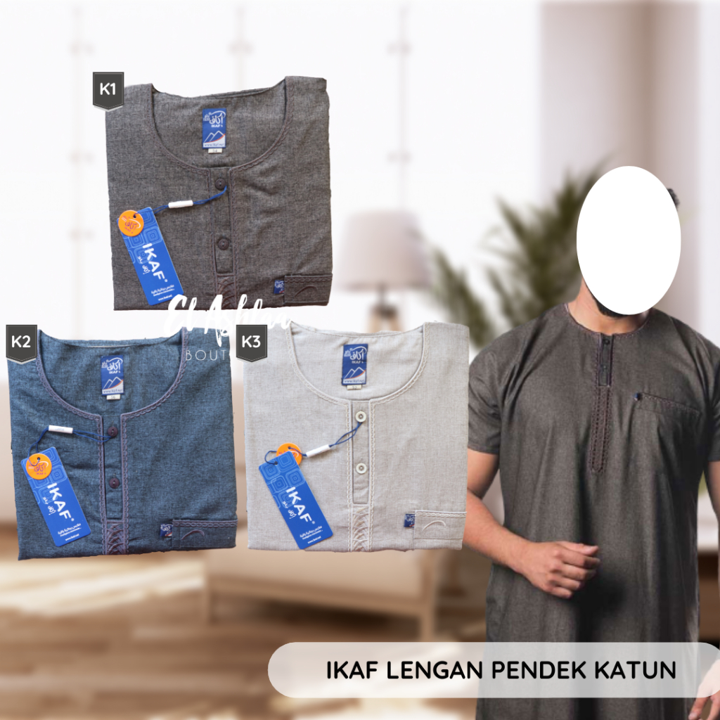 Jubah Saudi | Gamis Pria | Ikaf Katun Motif Lengan  Pendek - El Ashfaa Boutique