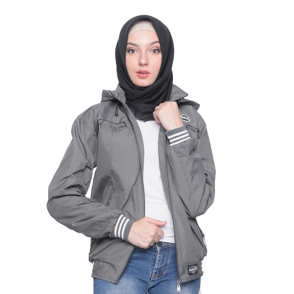 Justrue Jaket Wanita Polos Abu