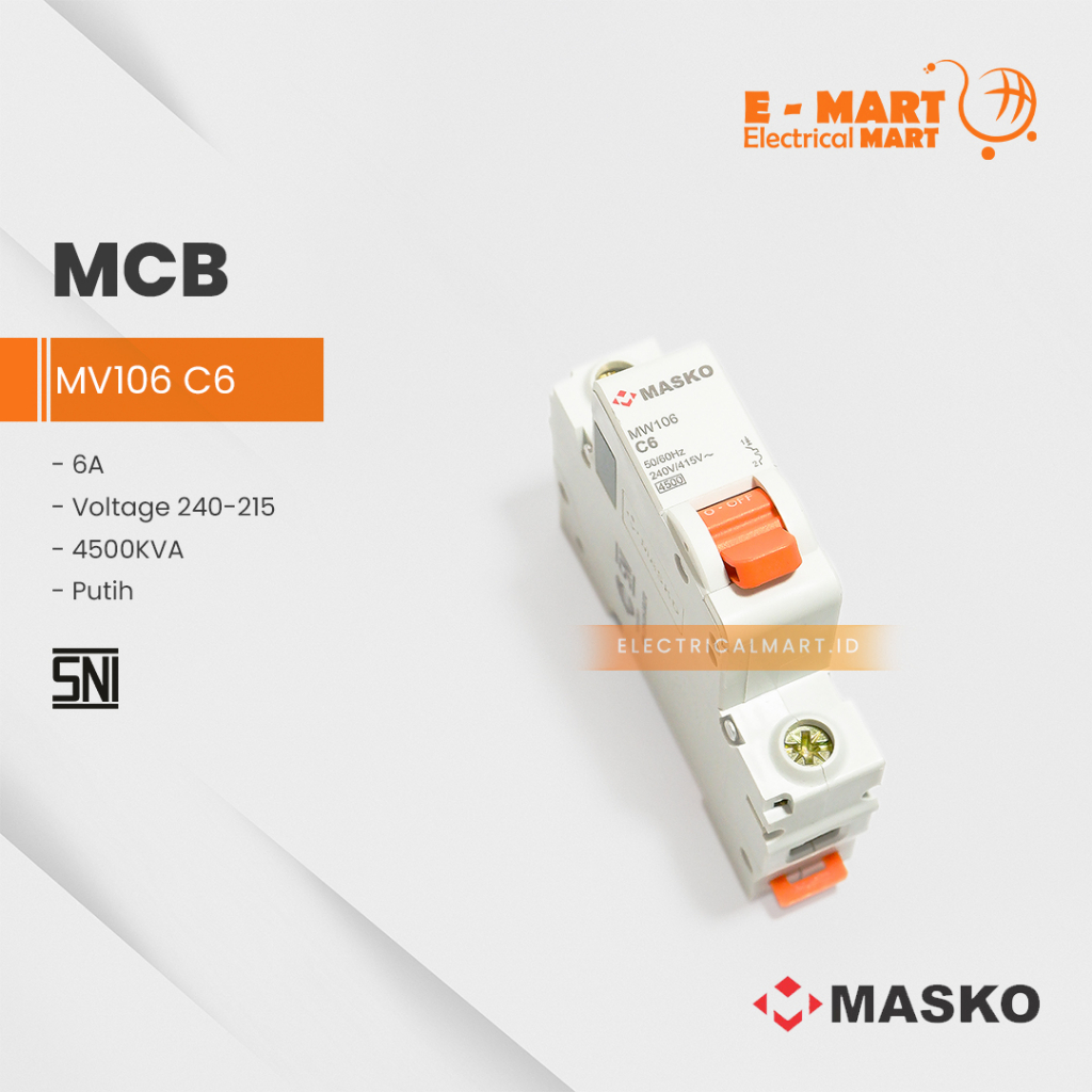 MASKO MCB MW106 Orange 1 Phase 6 Ampere 240/415V