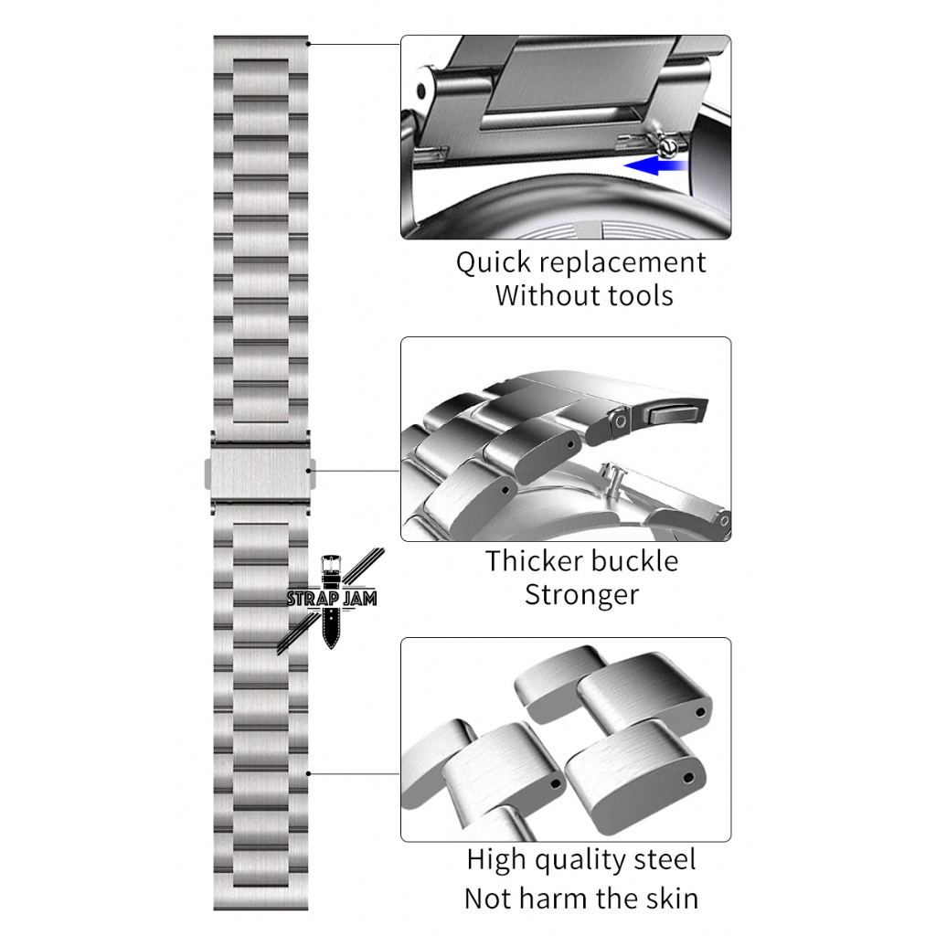 Stainless Steel Strap Haylou Solar Lite 2023 - Tali Jam Tangan 22mm Metal Quick Release