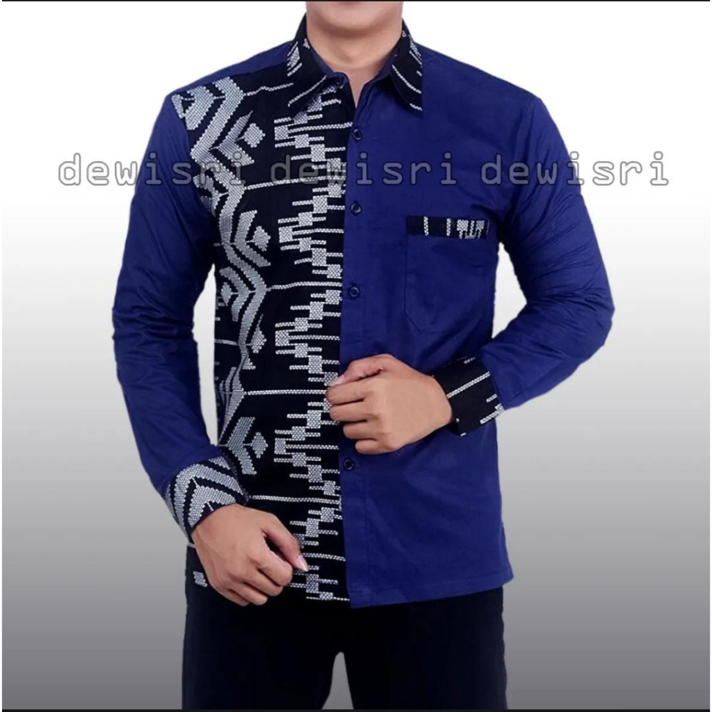 kemeja batik print prada kemeja motif zigzag Size M L XL