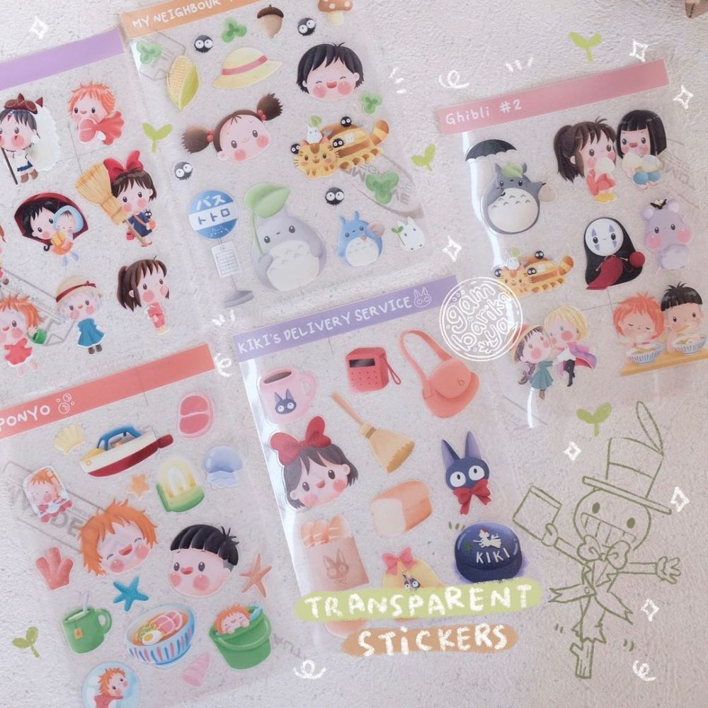 

GAMBARIKA Ghibli Transparent Sticker Sheet / Stiker Kiss Cut