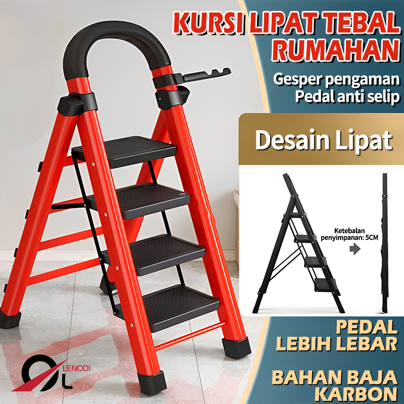 3-6 Step Tangga Rumah Lipat Tangga Besi Lipat Household Steel Ladder / Baja Karbon Tangga Lipat