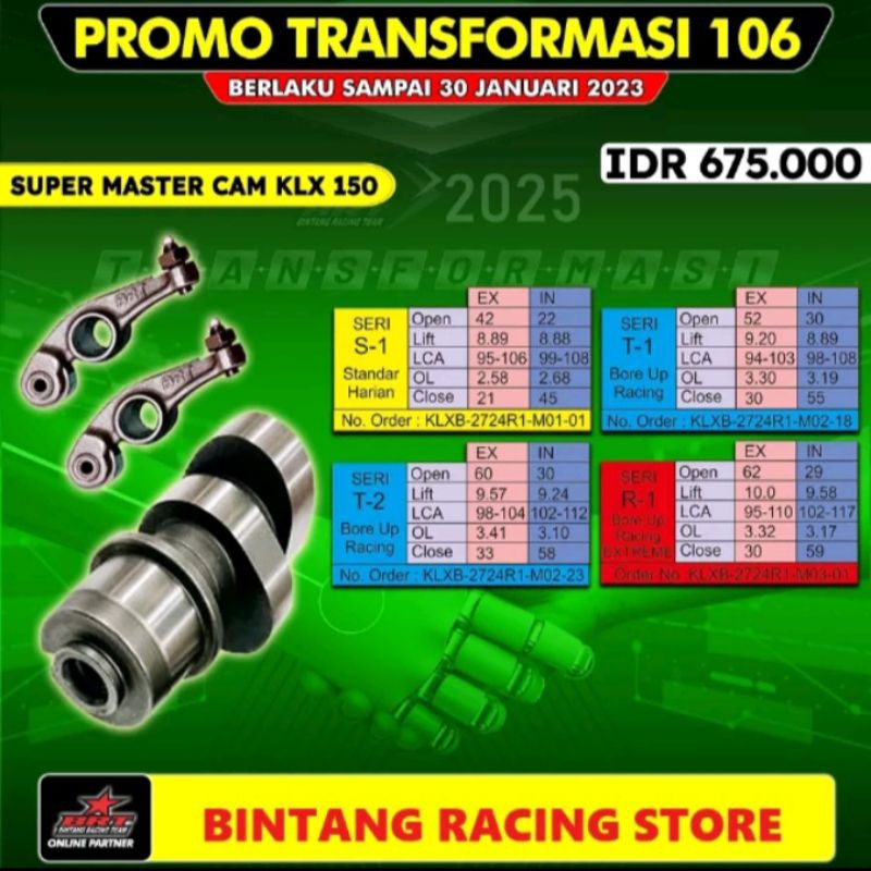 Master Cam Noken As BRT T2 KLX 150