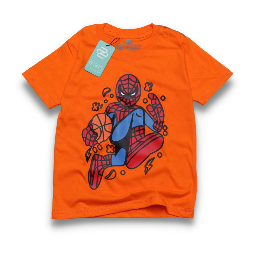 Pakaian Kaos Anak Baju Anak Kaos Laki-laki Atasan Anak Distro Superhero Laki SPIDERBALL ORANGE RGKIDS