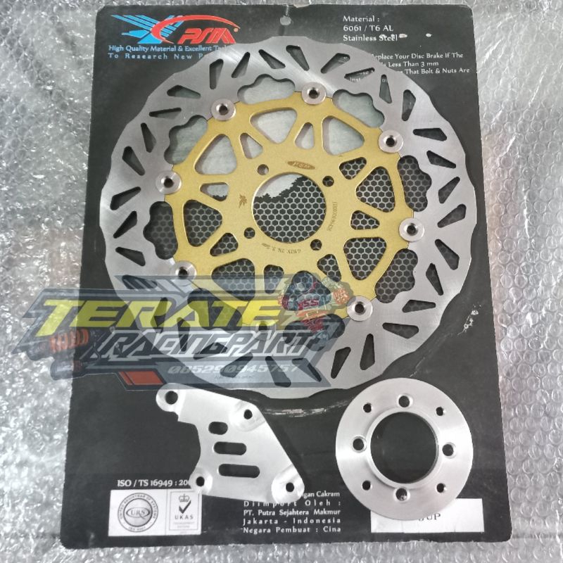 Piringan Depan PSM D300 satria 2T Satria Hiu _ Lumba Shogun 110 Set Adaptor dan Breket Dural
