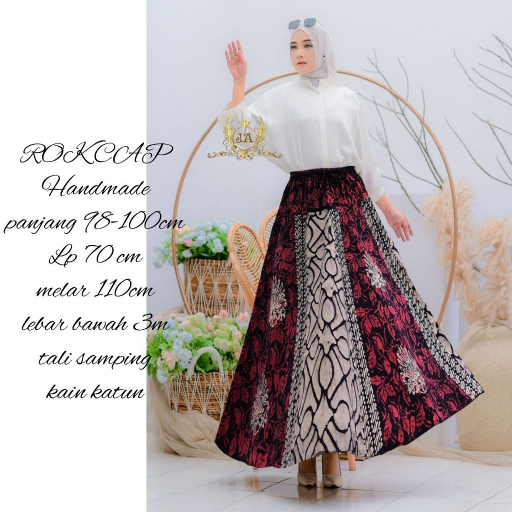 Rok Batik Payung Jumbo Panjang Lebar Dewasa Bawahan Batik Cap Premium Sogan Modern Klasik