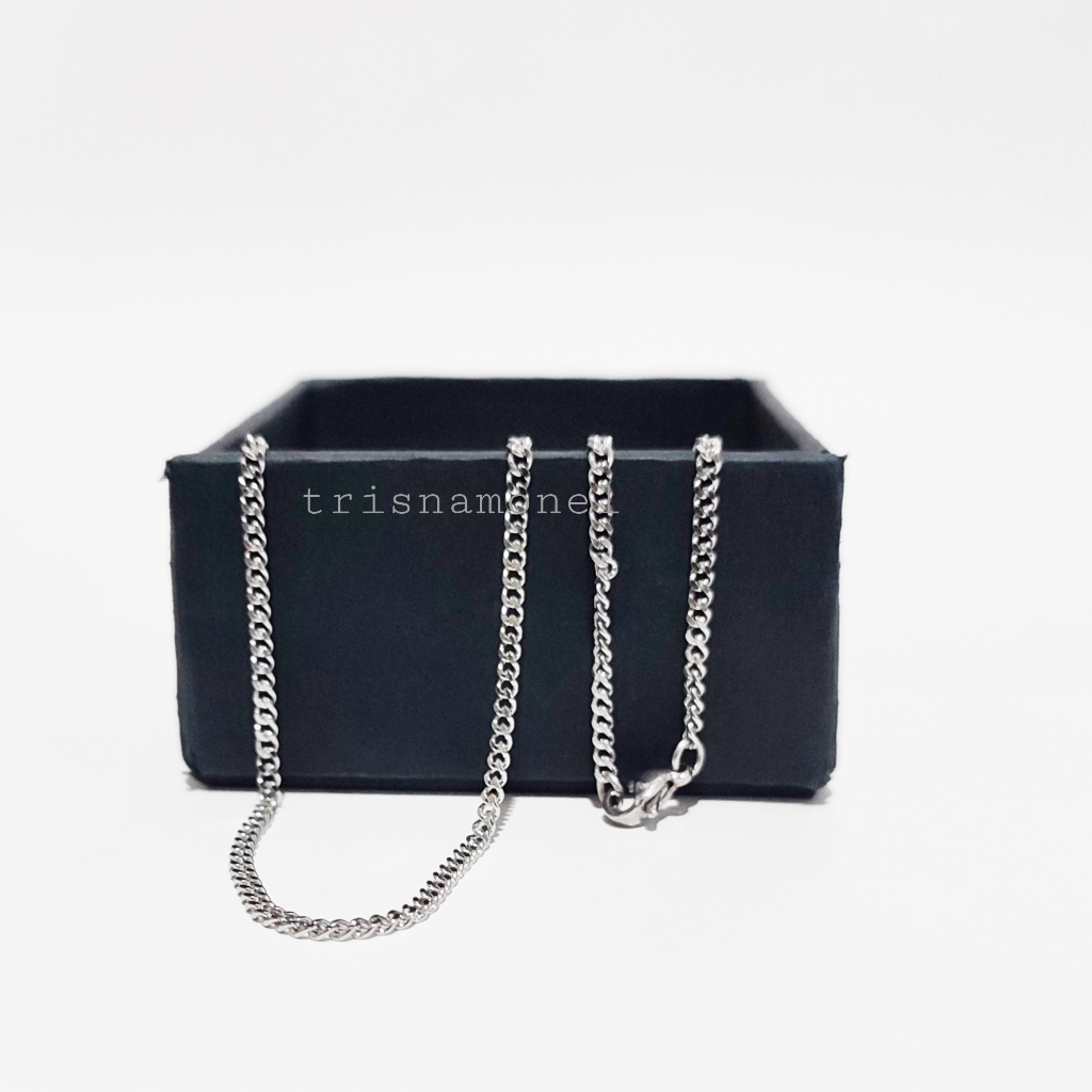 ANTI KARAT !!! kalung titanium liontin diamond motif bulat