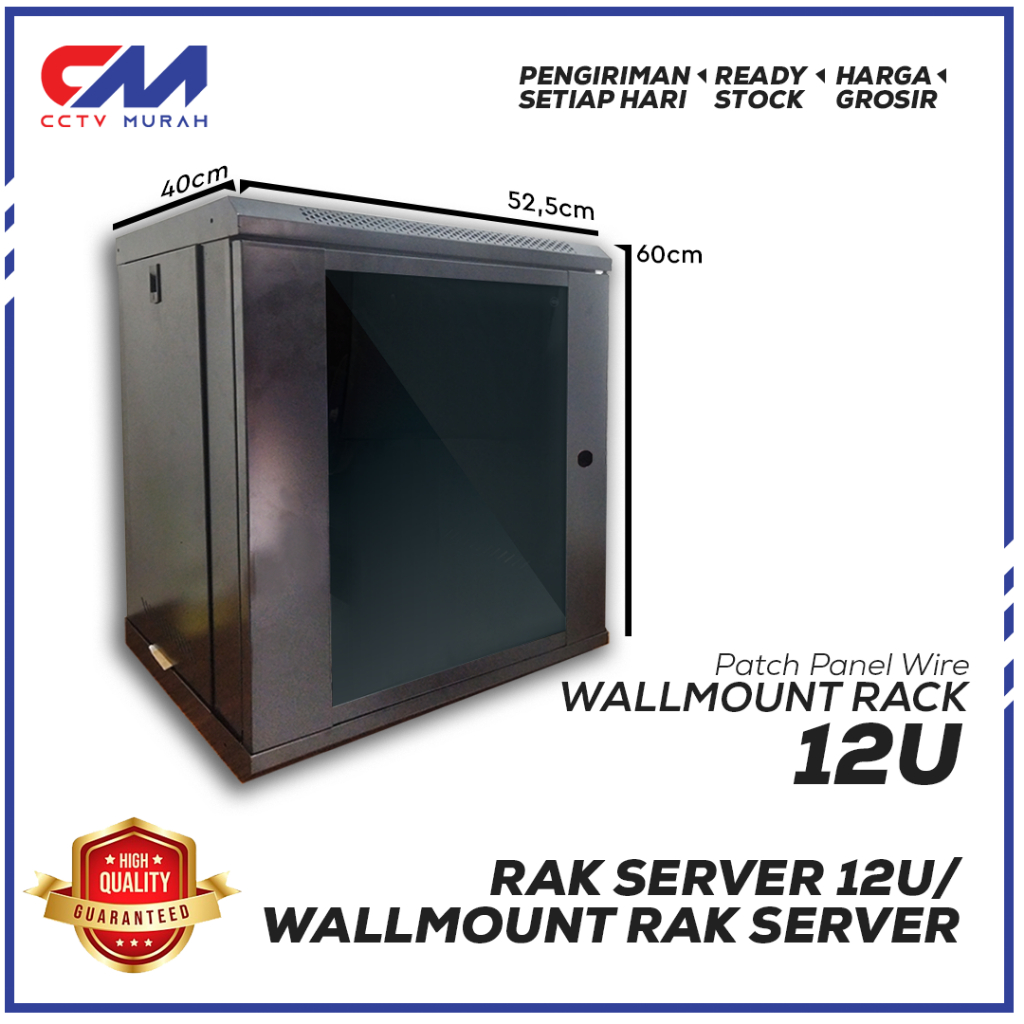 Wallmount Rack Server 12U/Rak Server Ukuran 12U Single Glass Door