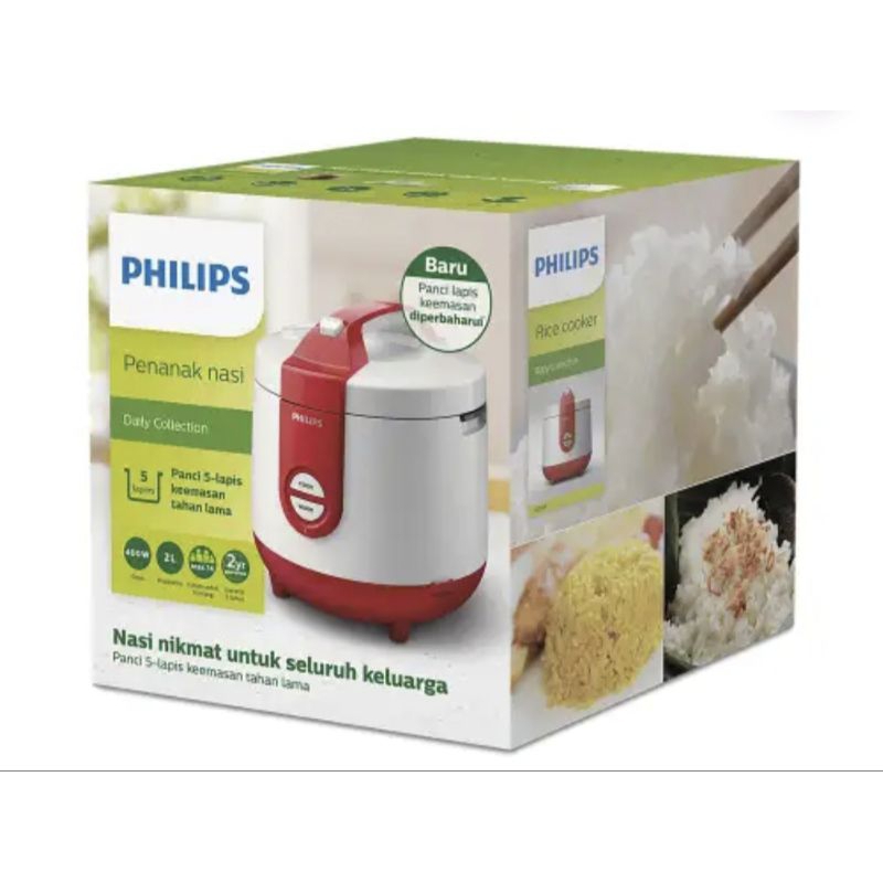 Rice Cooker Hd3119/Penanak Nasi 2L/Rice Cooker PHILIPS-Merah