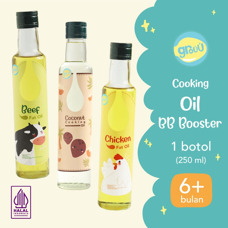 Grouu - Fat Oil / Minyak Lemak - MPASI BB Booster (Lemak Ayam, Lemak Sapi , Minyak Kelapa, Chicken Fat, Beef Fat, Coconut Oil)