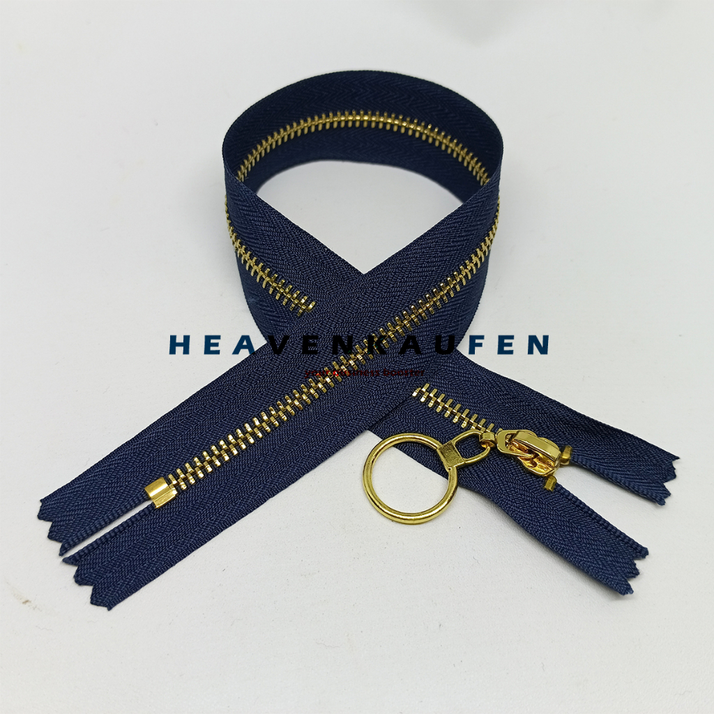 Resleting Zipper Ritsleting 30 cm Type Gigi Besi No 3 Gold Emas Variasi Tarikan Bulat