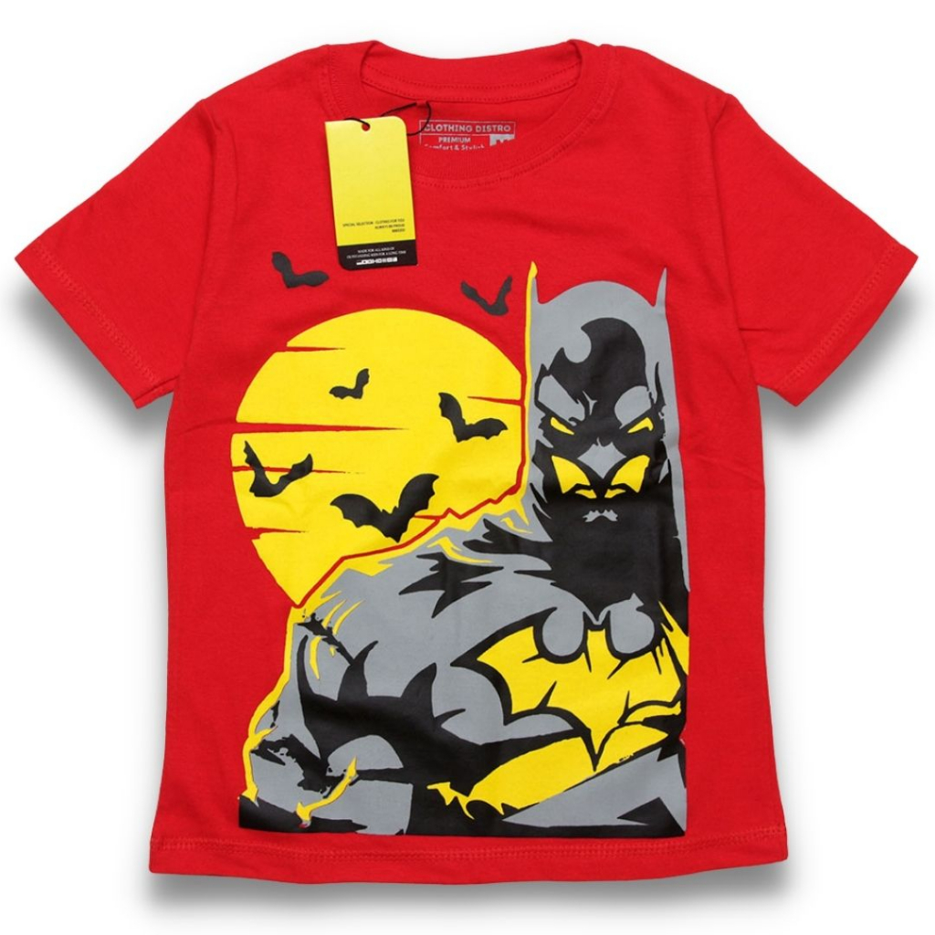 RGKIDS Kaos Anak Distro Premium Oblong Batman Kalong Merah threepoint Baju Anak Laki-laki Superhero