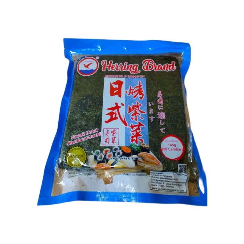 Herring brand sushi nori seaweed rumput laut panggang 145g x 50 sheets