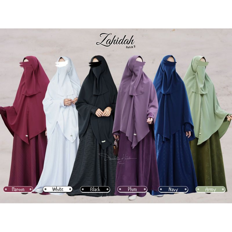 Zahidah Set Gamis Syari Emboss Cadar by damaira hijab wolfis premium