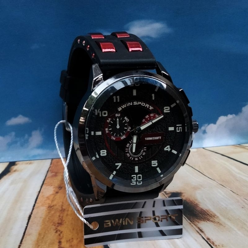 JAM TANGAN PRIA TALI MOTIF / AWIN BWIN SPORT