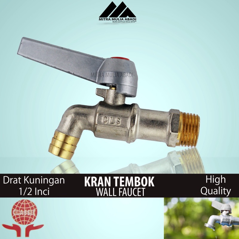 Kran air tembok full kuningan Soligen A08 tipe engkol