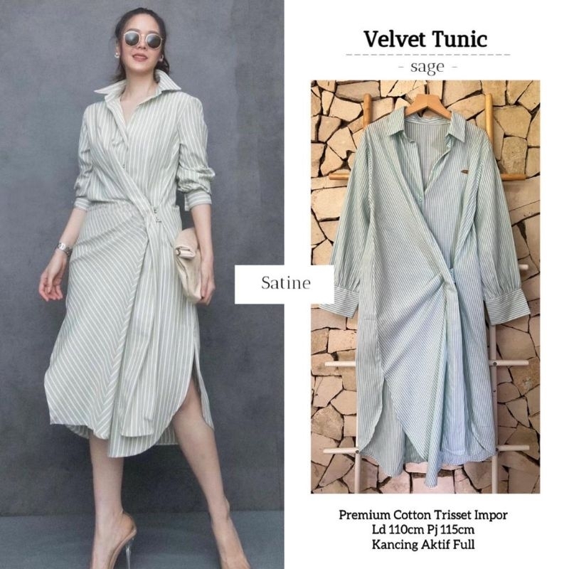 VELVET TUNIC MOTIF GARIS GARIS SIZE JUMBO By Satine