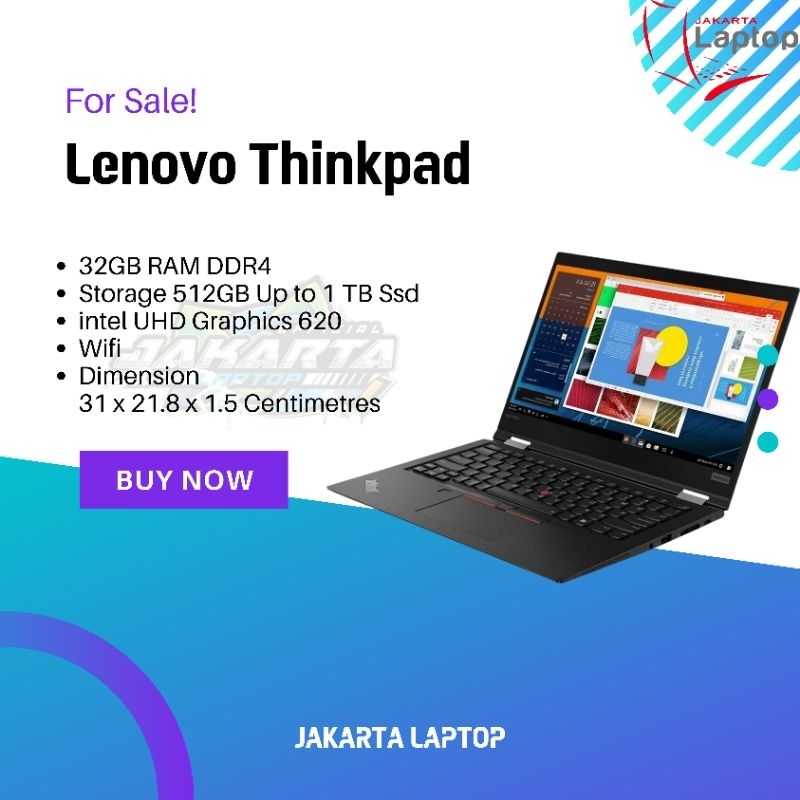 Lenovo Thinkpad Touchscreen X390 Yoga | Core i5 | Ram 32Gb | Ssd 512Gb | Mulus Murah Bergaransi