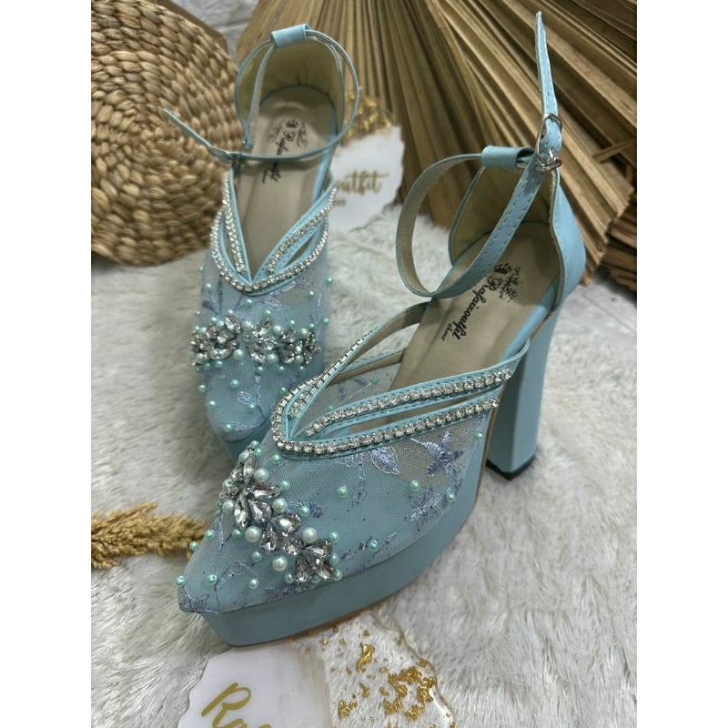 Sepatu wedding pesta Cantik Ayuni Babyblue Hak 12 cm