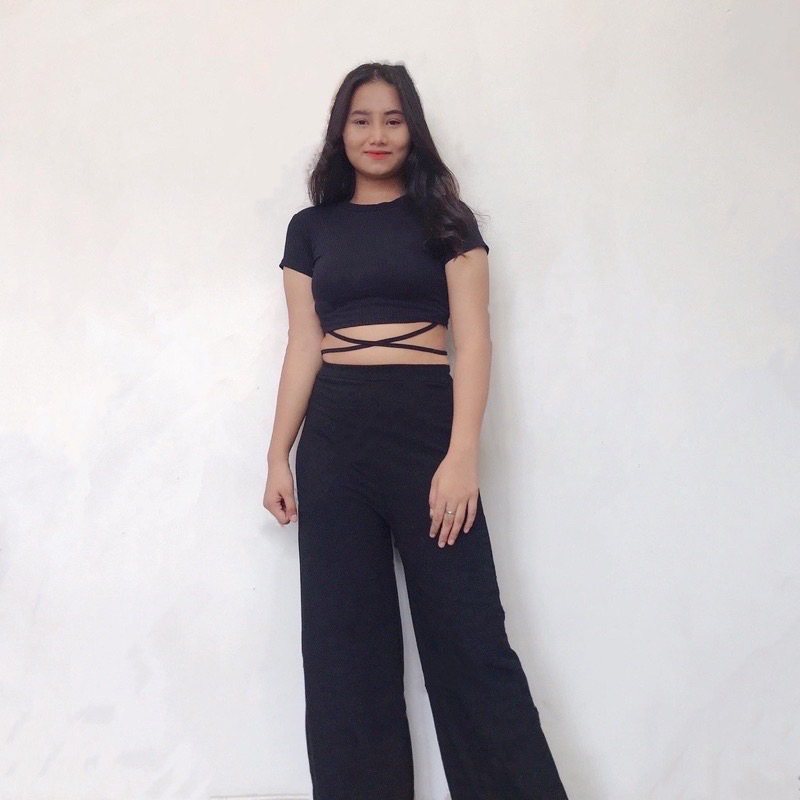 Baju Tali Silang Crop Top Wanita