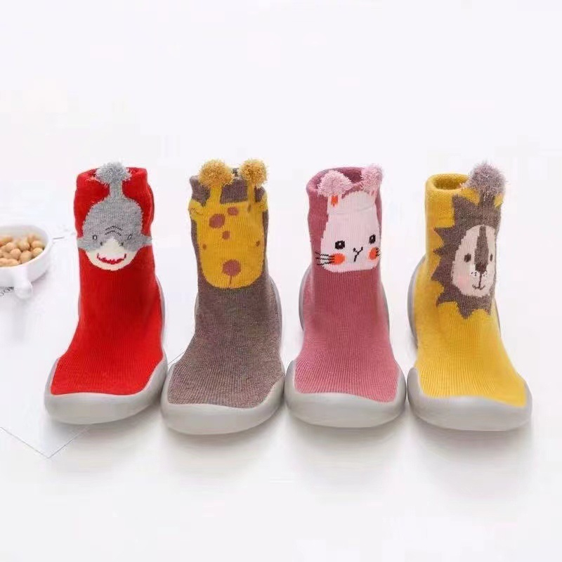 PW7-Sepatu Sandal Anak Bayi Karet Keren Prewalker Kaos Kaki Animal Karakter Anti Slip