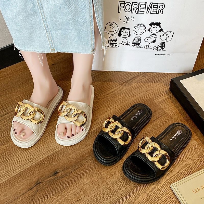 New Sandal Jelly Slop Fashion Korea Rantai Celina Import High Quality RF