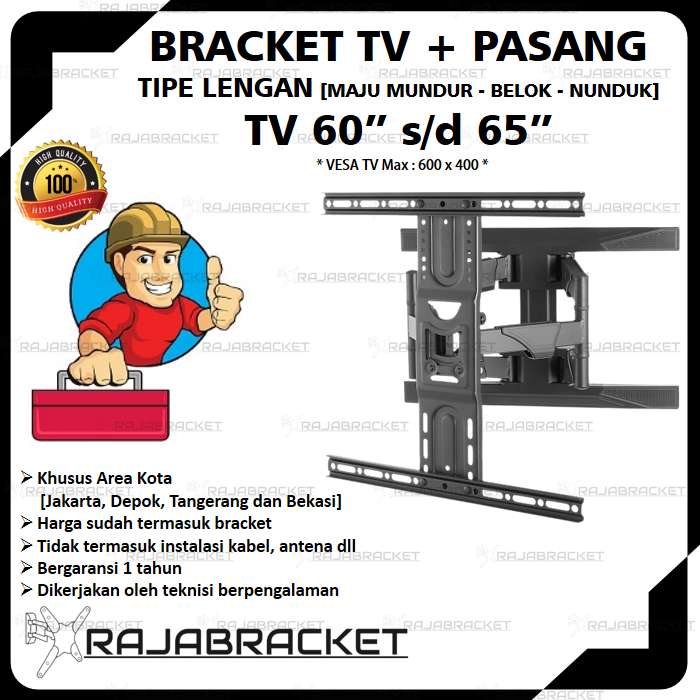 Bracket TV + Pasang Area Jakarta Depok Tangerang Bekasi [ Tipe Lengan ]