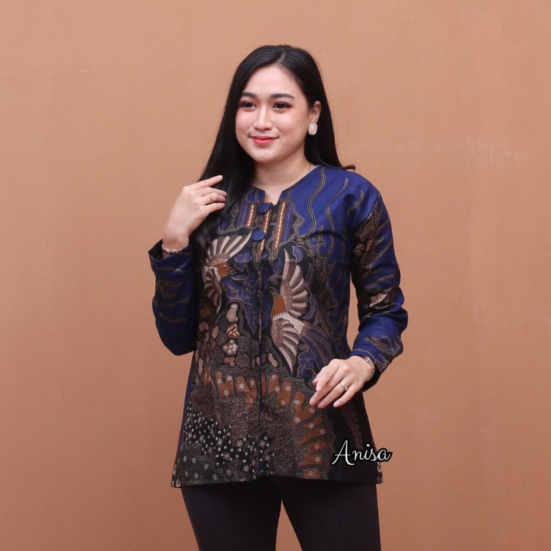 Baju Batik Wanita Atasan Blouse Terbaru Modern Seragam Resespsi Kantor Kerja Original