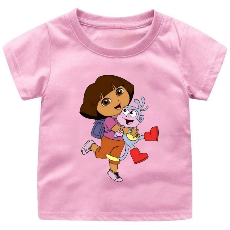 Baju kaos Anak Usia 1-12Tahun Gambar Dora