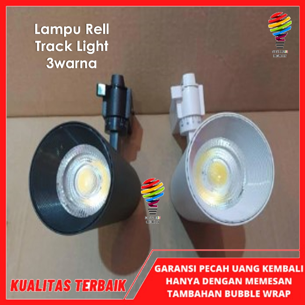 Lampu Led Spotlight Track Rell 3 Warna Cahaya 12w 20w 30 watt Putih Hitam