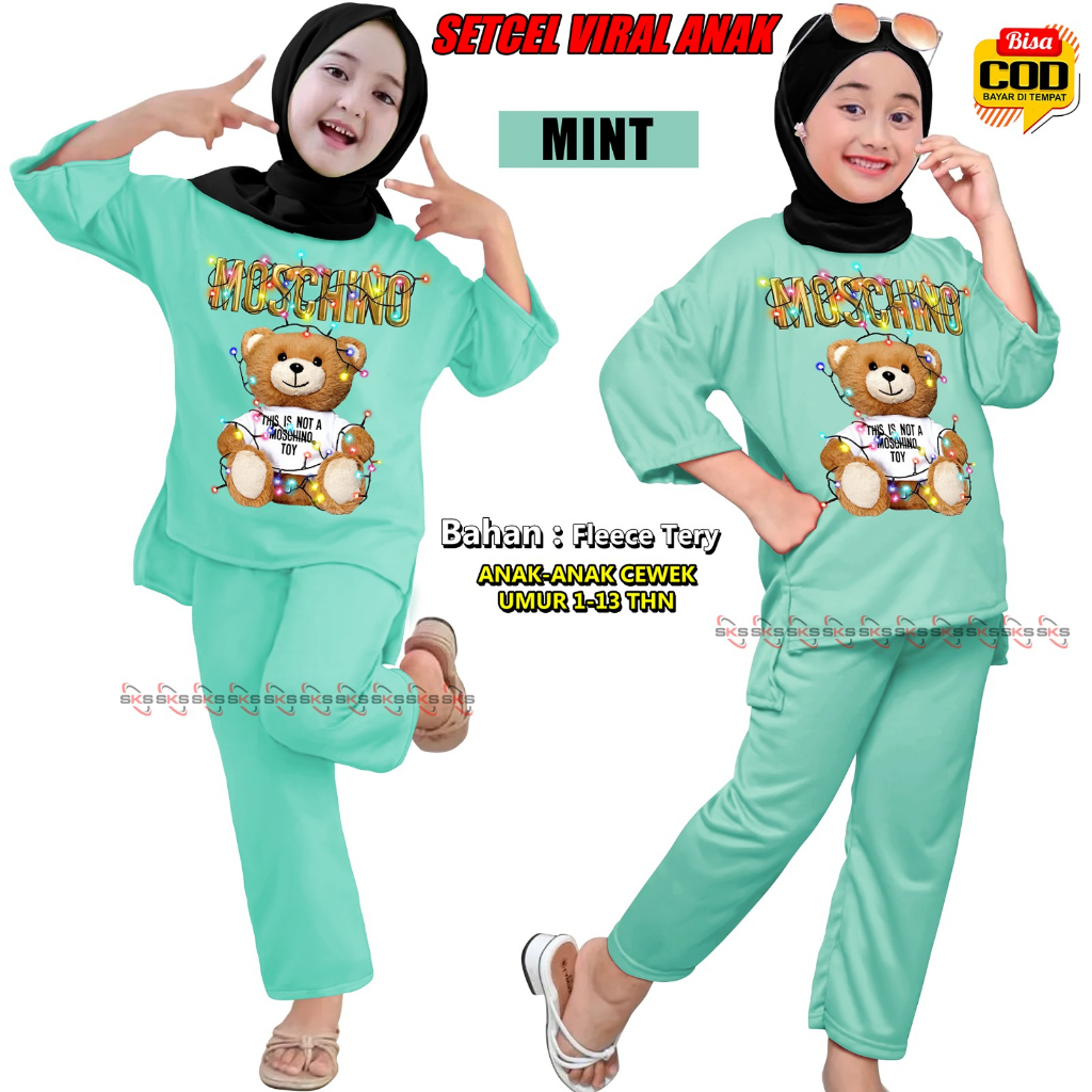 Bisa COD TM  SETCEL SLEBEW ONESET , Setelan Anak Perempuan Wanita Cewek SLEBEW cetak DTF, Baju kaos terbaru dan termurah Lengan panjang