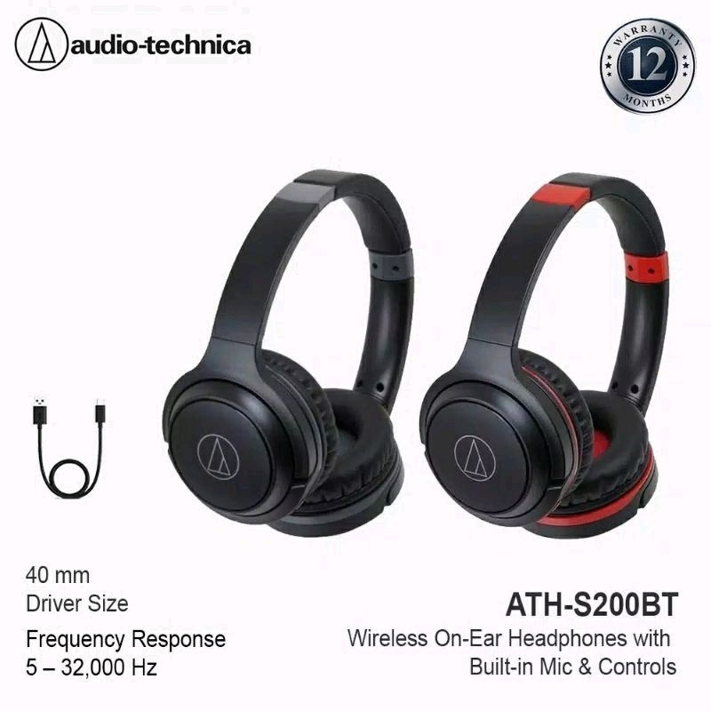 Headphone Audio Technica ATH S200BT Headset Bluetooth Over-Ear Original