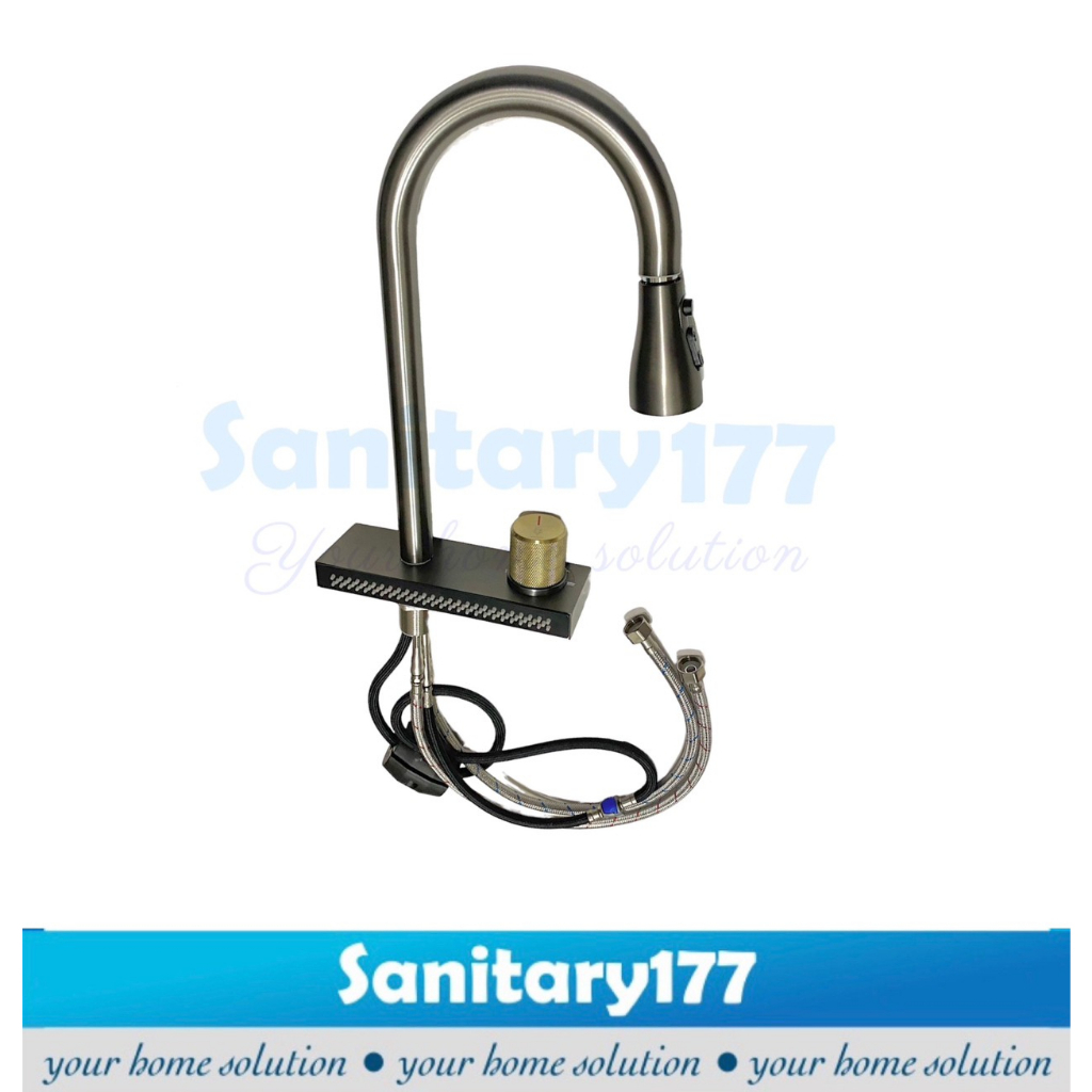 New product! Kran panas dingin sink tarik 4in1 Stainless - keran air dapur mixer hitam grey abu black fleksibel 4 model air pancuran shower