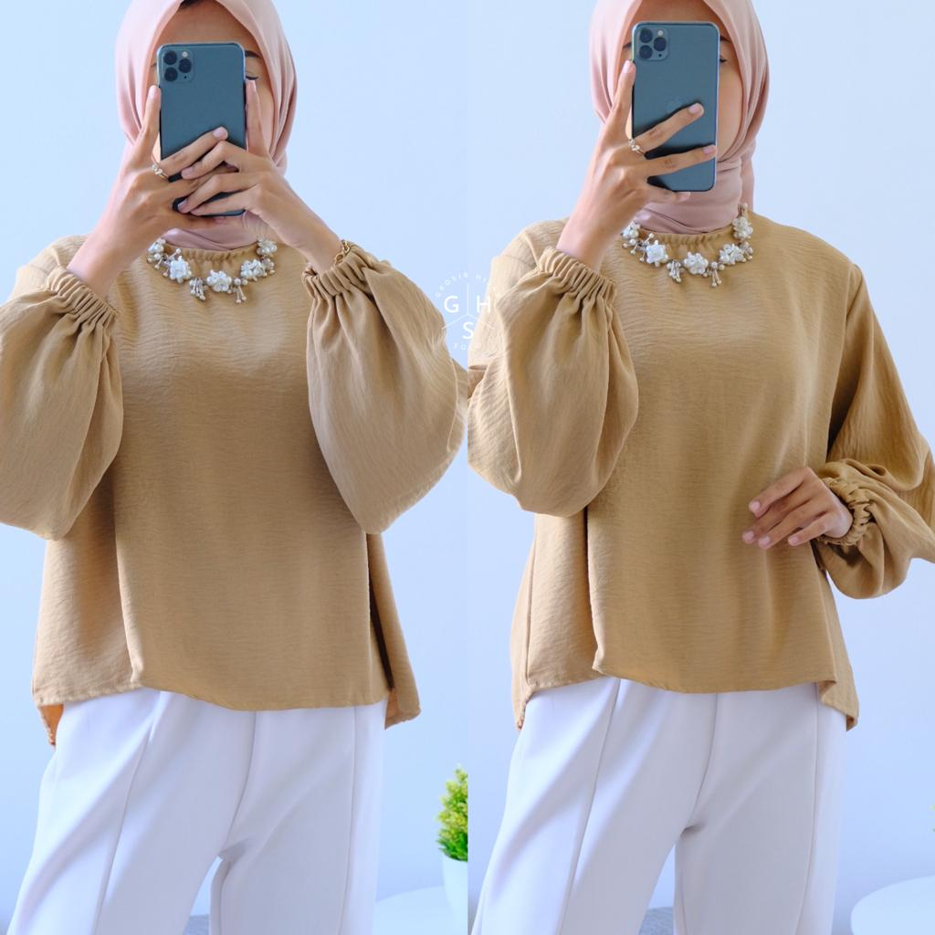 CLARA BLOUSE OVERSIZE ATASAN WANITA KEMEJA CRINCLE AIRFLOW PREMIUM (RPA)