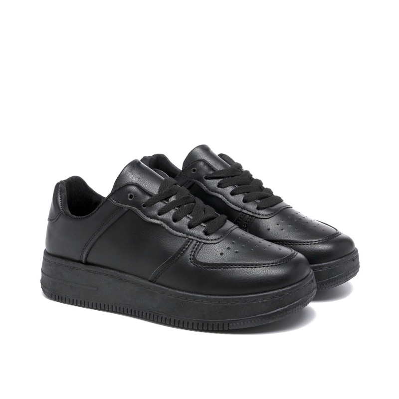 Sepatu wanita sneakers hitam basic polos just doit casual wanita