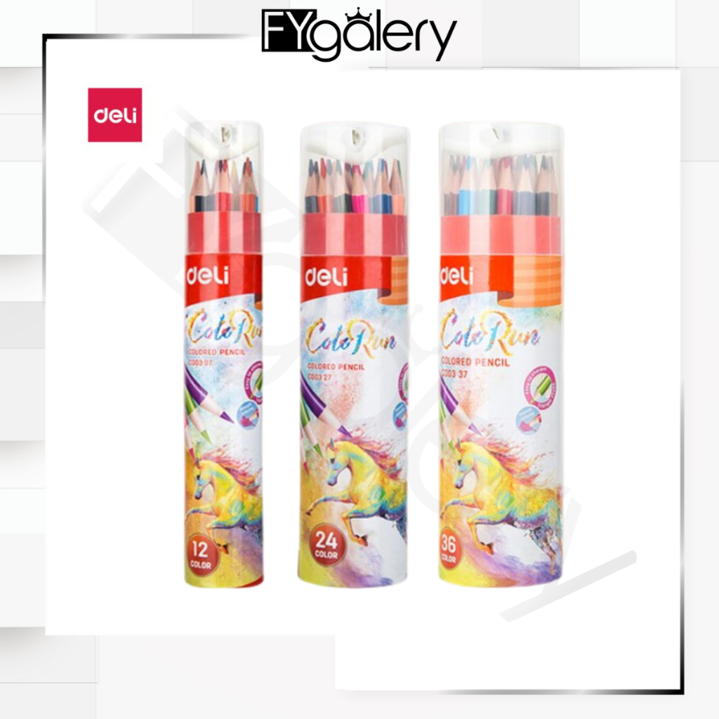 FYGALERY DELI004 Deli EC00307 Pensil Warna 12 Warna dengan Bonus Rautan Pensil Diatas