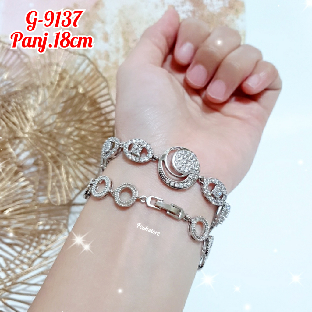 GELANG RANTAI DEWASA MOTIF PERMATA PERHIASAN IMPORT/G-9136/G-9137